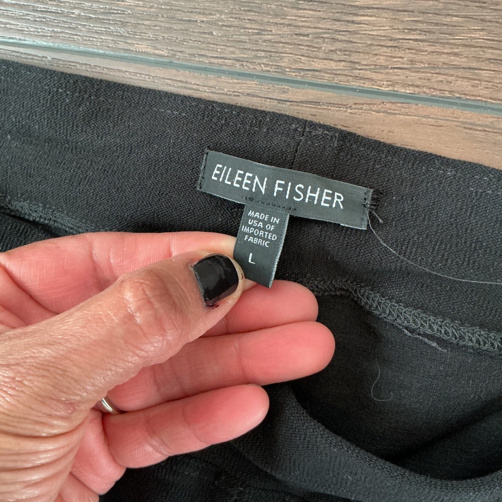 Eileen Fisher Stretch Jersey Leggings Black Slim Fit Large Minimalist Basic L - Picture 2 of 4
